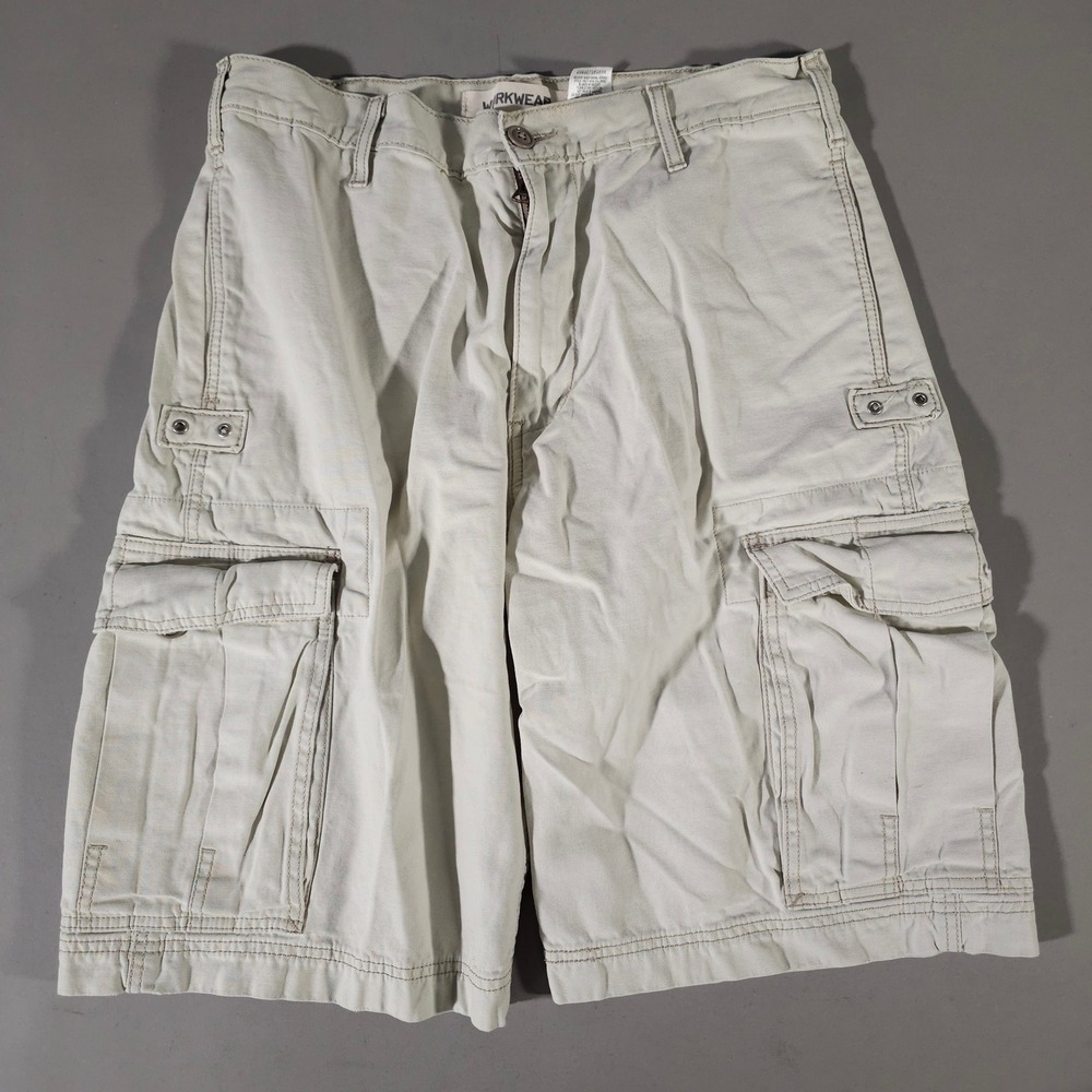 Levis Cargo Shorts Mens W33 Beige Tan Workwear Cotton Utility Pockets‎